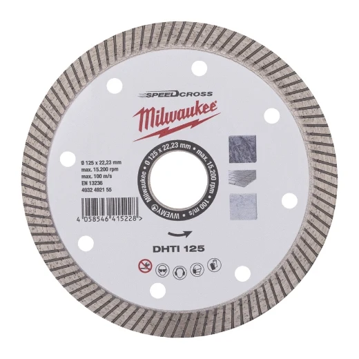 Milwaukee Keramik u. Naturstein, geschlossen Speedcross Diamanttrennscheibe DHTi 125 mm