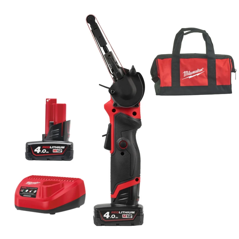 Milwaukee M12 FBFL10-402B FUEL Akku-Bandfeile (10mm, mit Akku/Lader in Tasche)