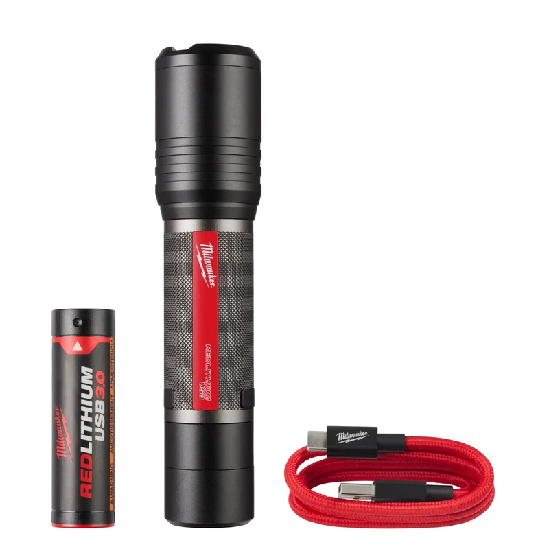Milwaukee USB-Akku-Taschenlampe L4 FL2000-301 (Max. Leuchtkraft: 2000 Lumen, Leuchtweite: 200 m, inkl. 3,0 Ah Akku)