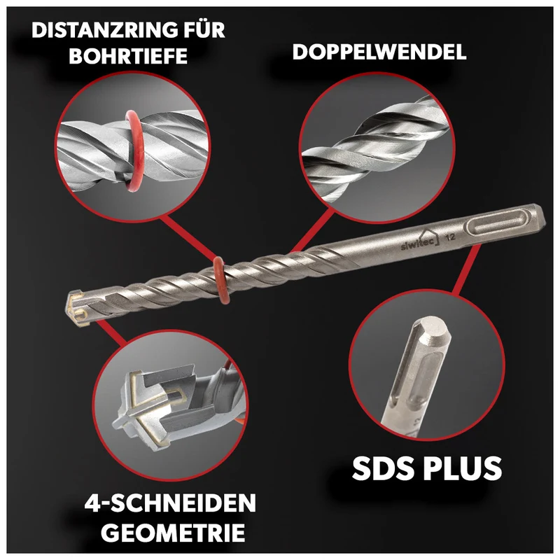 Siwitec SDS Plus Betonbohrer Set 7-teilig / 210 mm