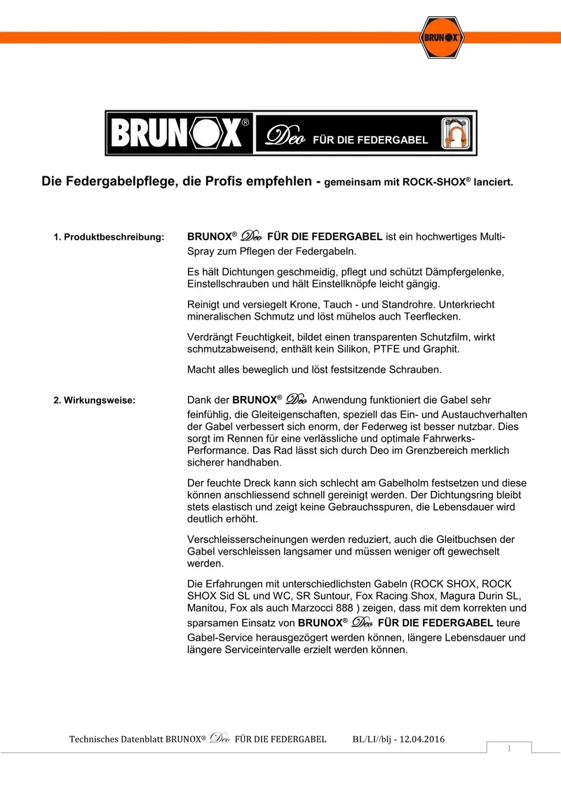 BRUNOX Deo Federgabelspray 100 ml Spraydose