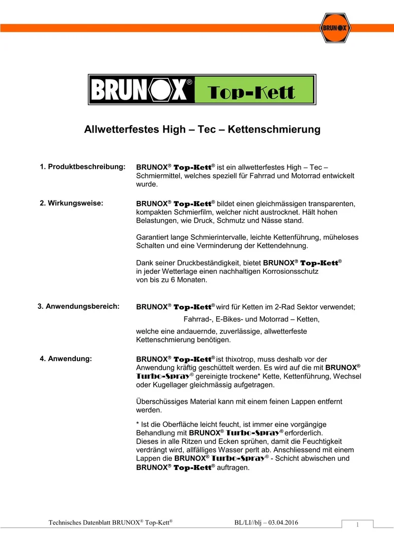 BRUNOX Kettenpflege TopKett Tropfflasche 100 ml