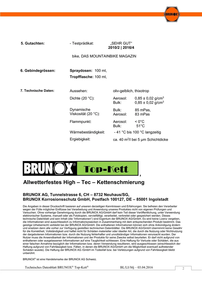 BRUNOX Kettenpflege TopKett Tropfflasche 100 ml