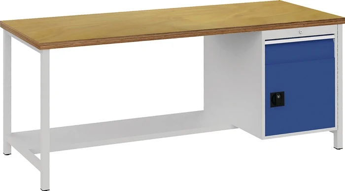 BEDRUNKA+HIRTH Werkbank signalblau, RAL 5005 lichtgrau, RAL 7035 B2000xH859xT750 mm ( 9000426068 )