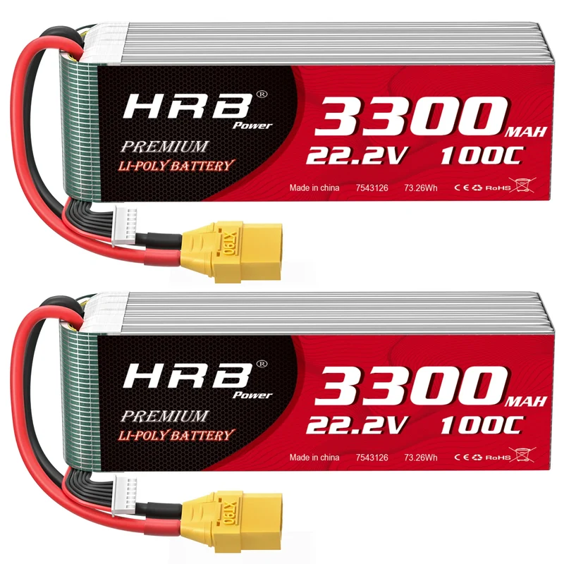 HRB 6S 3300mAh 22,2V 100C LiPo-Akku mit XT90-Stecker (2 St.)