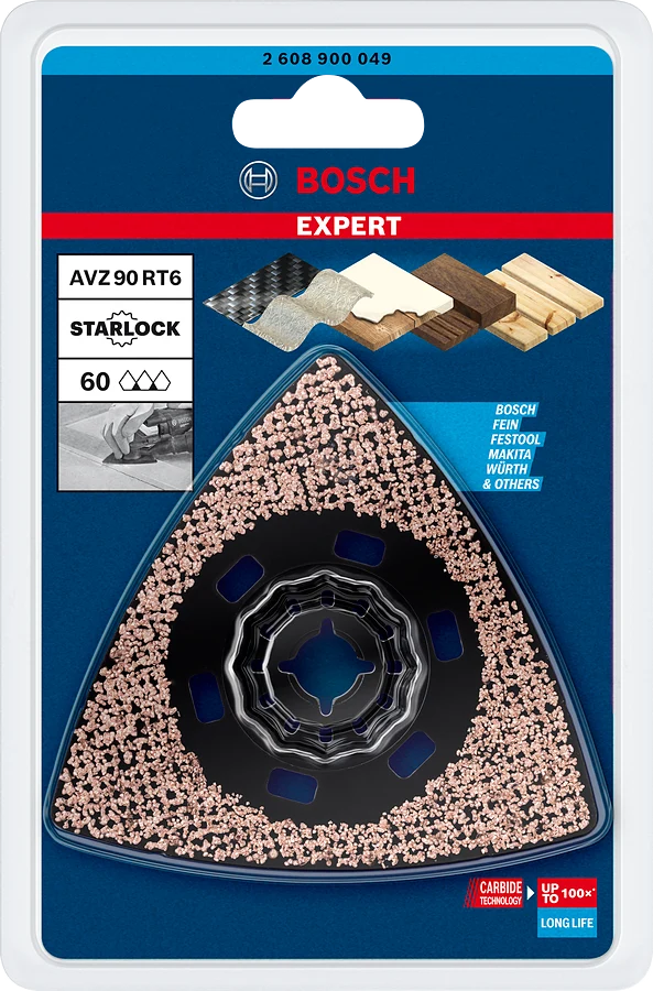 Bosch EXPERT Sanding Plate AVZ 90 RT6 Blatt für Multifunktionswerkzeuge, 90 mm