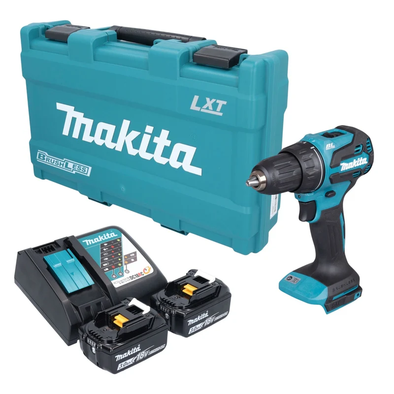 Makita DDF 490 RFK Akku Bohrschrauber 18 V 65 Nm Brushless + 2x Akku 3,0 Ah + Ladegerät + Koffer
