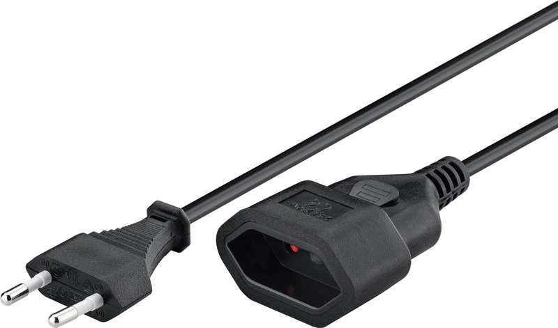 Goobay Verlängerungskabel Eurostecker, 2 m, schwarz - Eurostecker (Typ C, CEE 7/16) > Eurokupplung