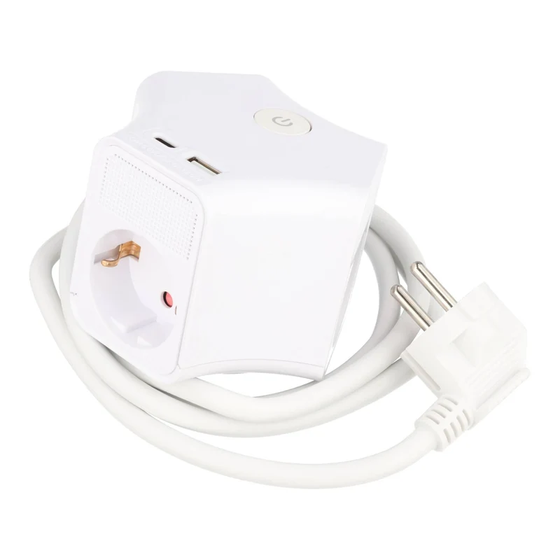 Heitech Tischsteckdose 3-fach mit USB-A und USB-C Ladeanschluss, sternförmig, zur Wandmontage geeignet