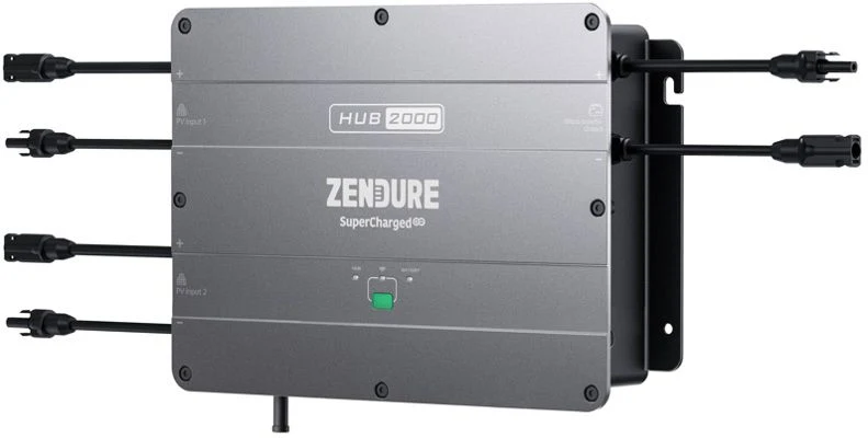 Zendure SolarFlow Hub 2000 Inverter für Balkonkraftwerkspeicher max AC-Ausgang 1200W, IP65, W-LAN, Bluetooth, Wifi Verbindung möglich