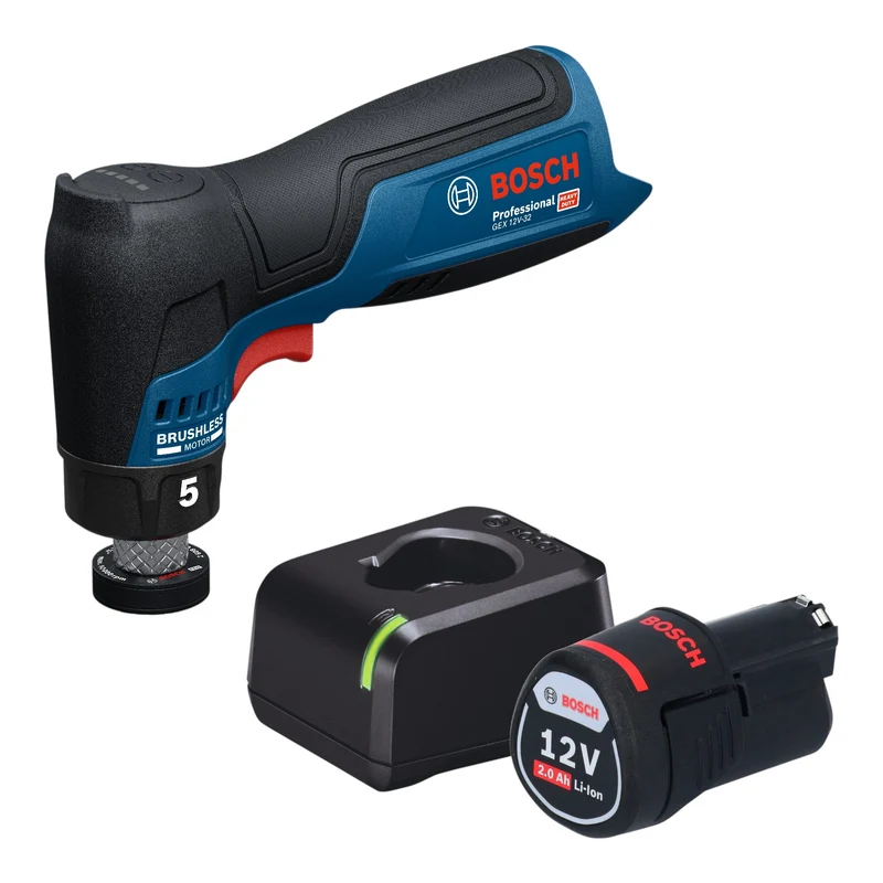 Bosch GEX 12V-32 Akku Exzenterschleifer 12 V 32 mm Brushless + 1x Akku 2,0 Ah + Ladegerät