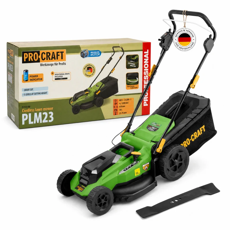 Procraft PLM23bb Akku Rasenmäher 40 V ( 2x 20 V ) 430 mm Brushless Solo - ohne Akku, ohne Ladegerät