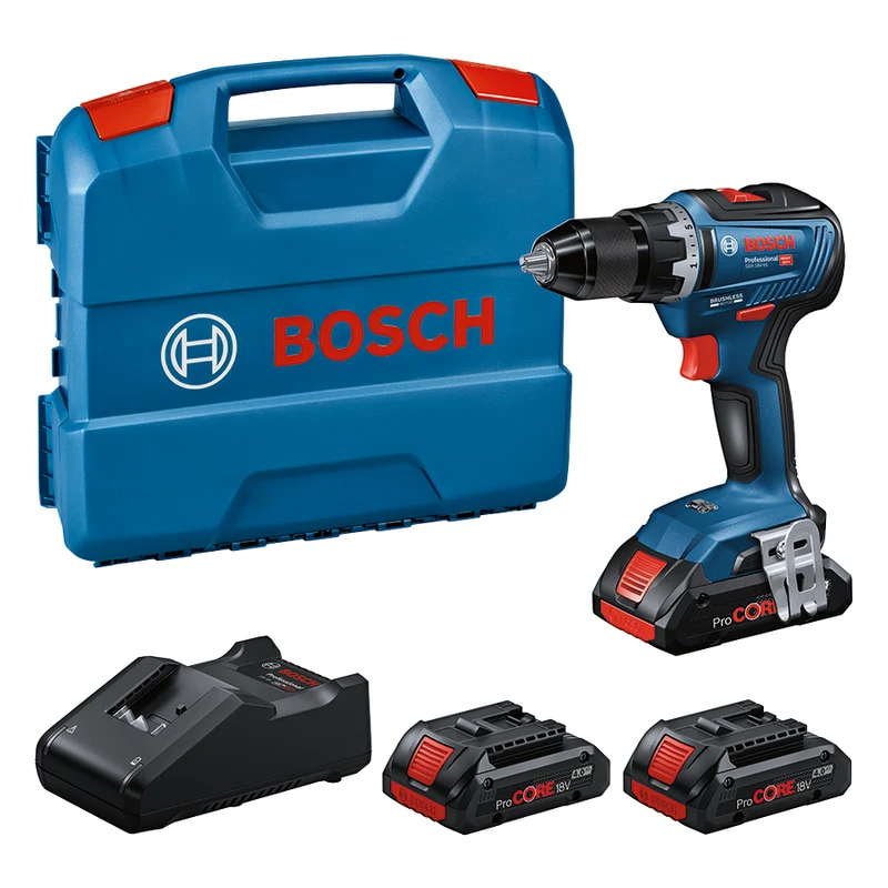 Bosch Akku-Bohrschrauber GSR 18V-55 (Drehmoment: 55 Nm, 13 mm Bohrfutter, mit 3 x 4.0 Ah Akku, im L-CASE)