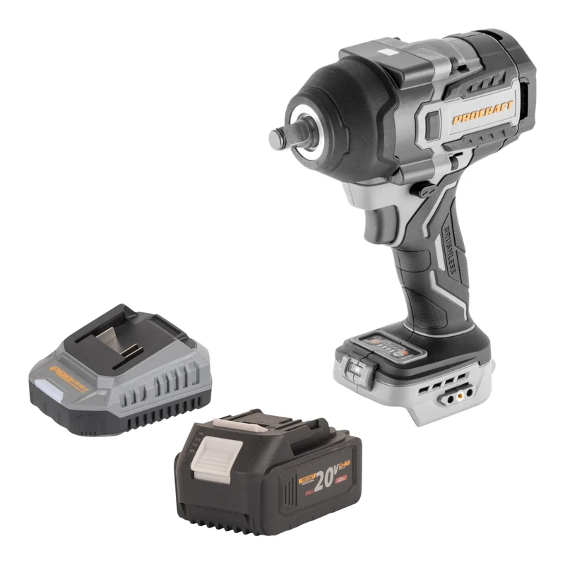 ProCraft Industrial IW850A-BB Akku Schlagschrauber 20 V 850 Nm 1/2" Brushless + 1x Akku 4,0 Ah + Ladegerät