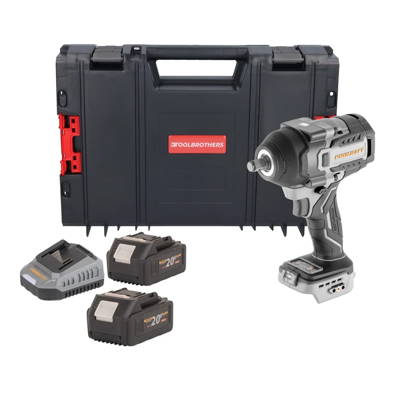ProCraft Industrial IW850A-BB Akku Schlagschrauber 20 V 850 Nm 1/2" Brushless + 2x Akku 4,0 Ah + Ladegerät + RHINO Toolcase