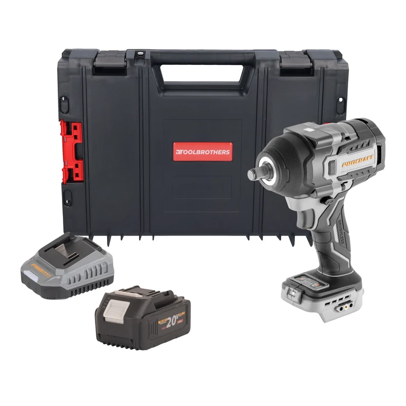 ProCraft Industrial IW850A-BB Akku Schlagschrauber 20 V 850 Nm 1/2" Brushless + 1x Akku 4,0 Ah + Ladegerät + RHINO Toolcase