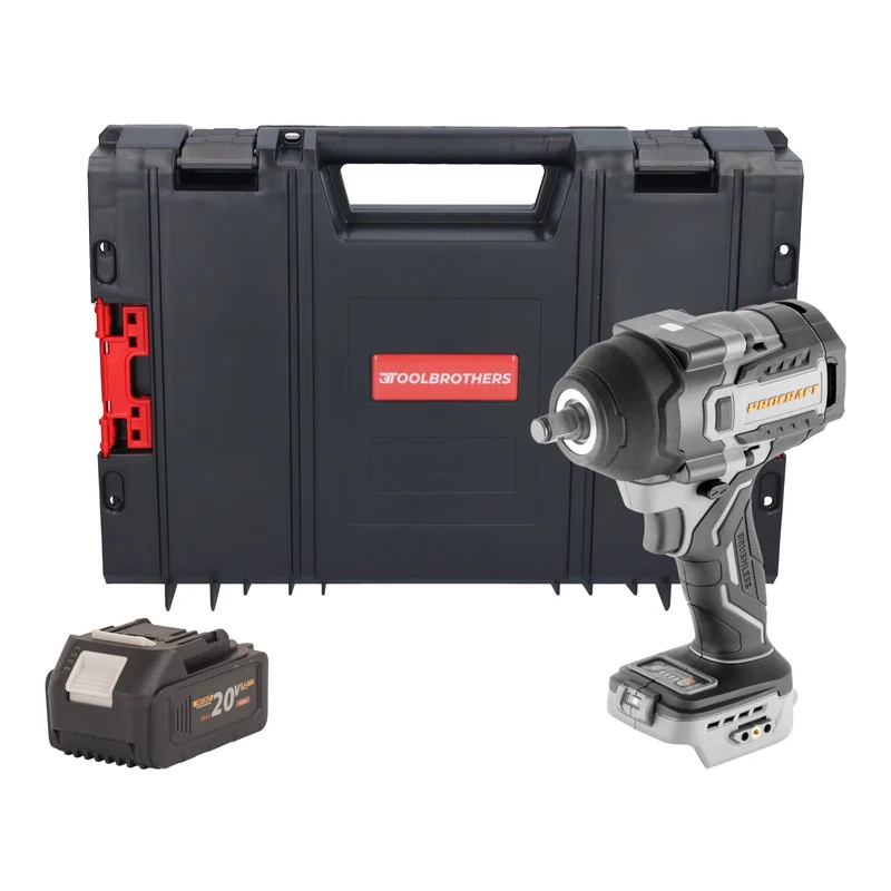 ProCraft Industrial IW850A-BB Akku Schlagschrauber 20 V 850 Nm 1/2" Brushless + 1x Akku 4,0 Ah + RHINO Toolcase - ohne Ladegerät