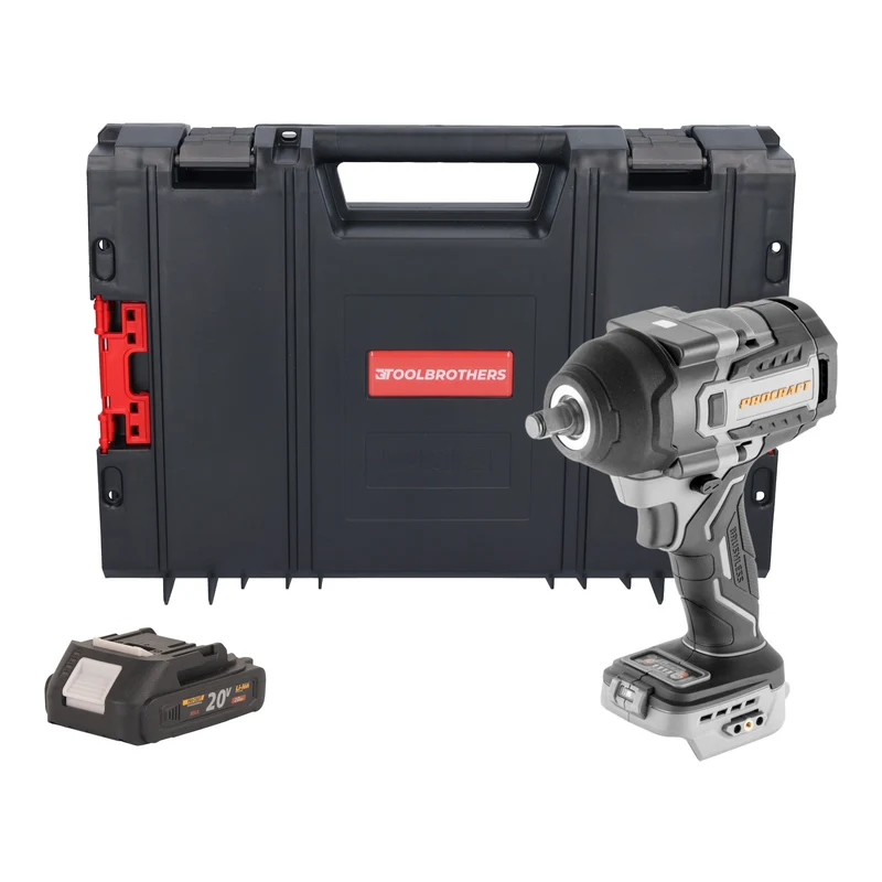 ProCraft Industrial IW850A-BB Akku Schlagschrauber 20 V 850 Nm 1/2" Brushless + 1x Akku 2,0 Ah + RHINO Toolcase - ohne Ladegerät
