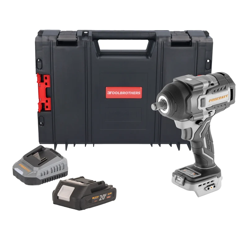 ProCraft Industrial IW850A-BB Akku Schlagschrauber 20 V 850 Nm 1/2" Brushless + 1x Akku 2,0 Ah + Ladegerät + RHINO Toolcase