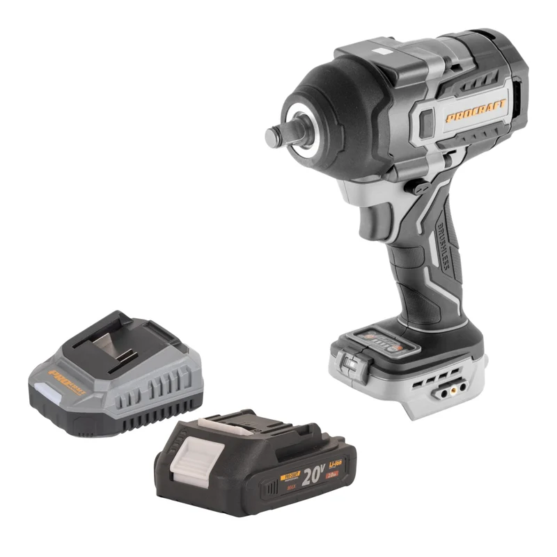 ProCraft Industrial IW850A-BB Akku Schlagschrauber 20 V 850 Nm 1/2" Brushless + 1x Akku 2,0 Ah + Ladegerät