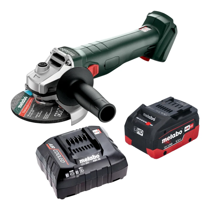 Metabo W 18 7-125 Akku Winkelschleifer 18 V 125 mm + 1x LiHD Akku 5,5 Ah + Ladegerät