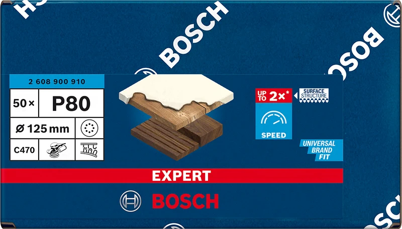 Bosch EXPERT C470 Schleifpapier mit 8 Löchern für Exzenterschl., 125 mm, K 80, 50-tlg.