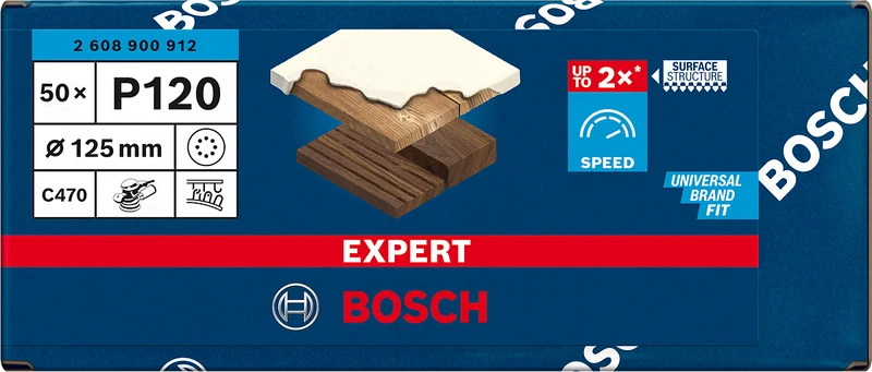 Bosch EXPERT C470 Schleifp. mit 8 Löchern für Exzenterschl., 125 mm, K 120, 50-tlg.