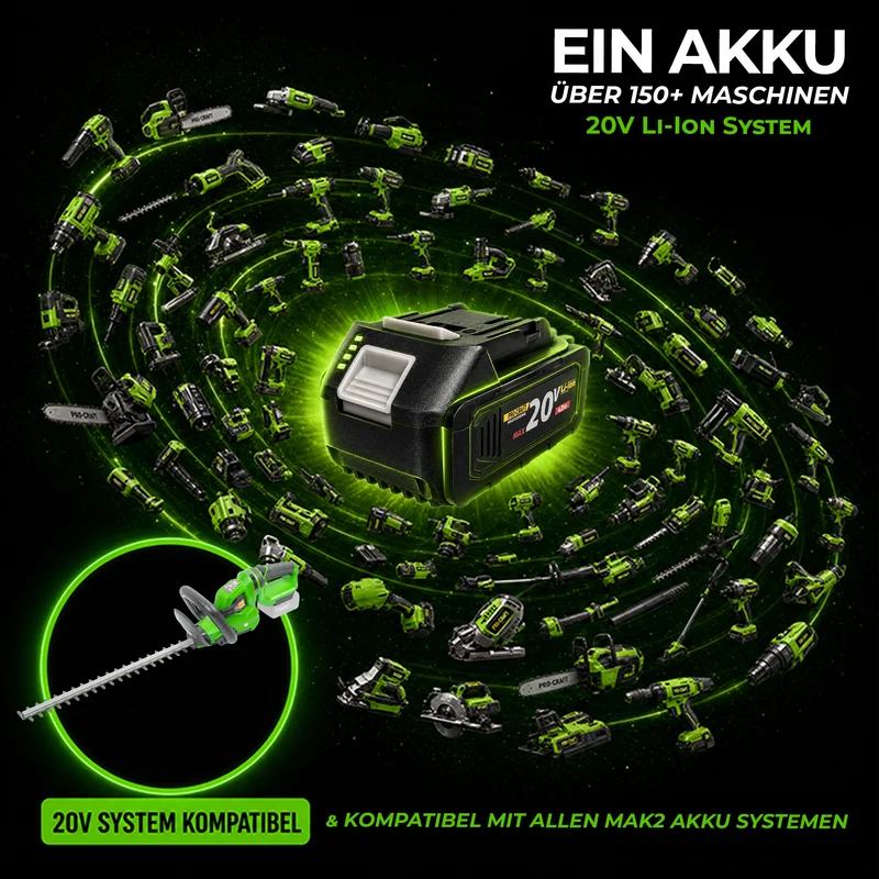Procraft PZA22 Akku Heckenschere 20 V 510 mm Solo - ohne Akku, ohne Ladegerät