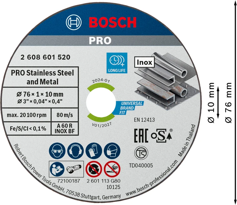 Bosch PRO Set Ø 76 mm: Trennscheibe (5x) + Schruppscheibe (2x) für Stahl, Edelstahl (Stainless Steel and Metal)