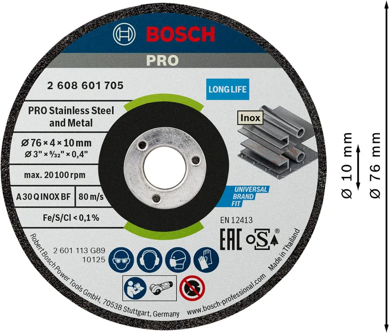 Bosch PRO Set Ø 76 mm: Trennscheibe (5x) + Schruppscheibe (2x) für Stahl, Edelstahl (Stainless Steel and Metal)