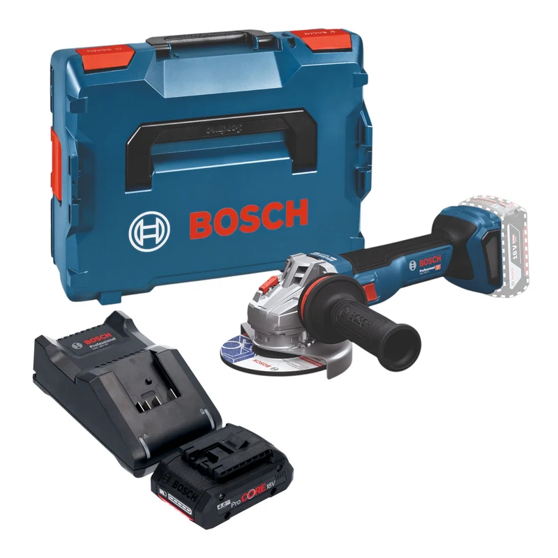 Bosch GWS 18V-11 Professional Akku Winkelschleifer 18 V 125 mm Brushless + 1x ProCORE Akku 4,0 Ah + Ladegerät + L-Boxx