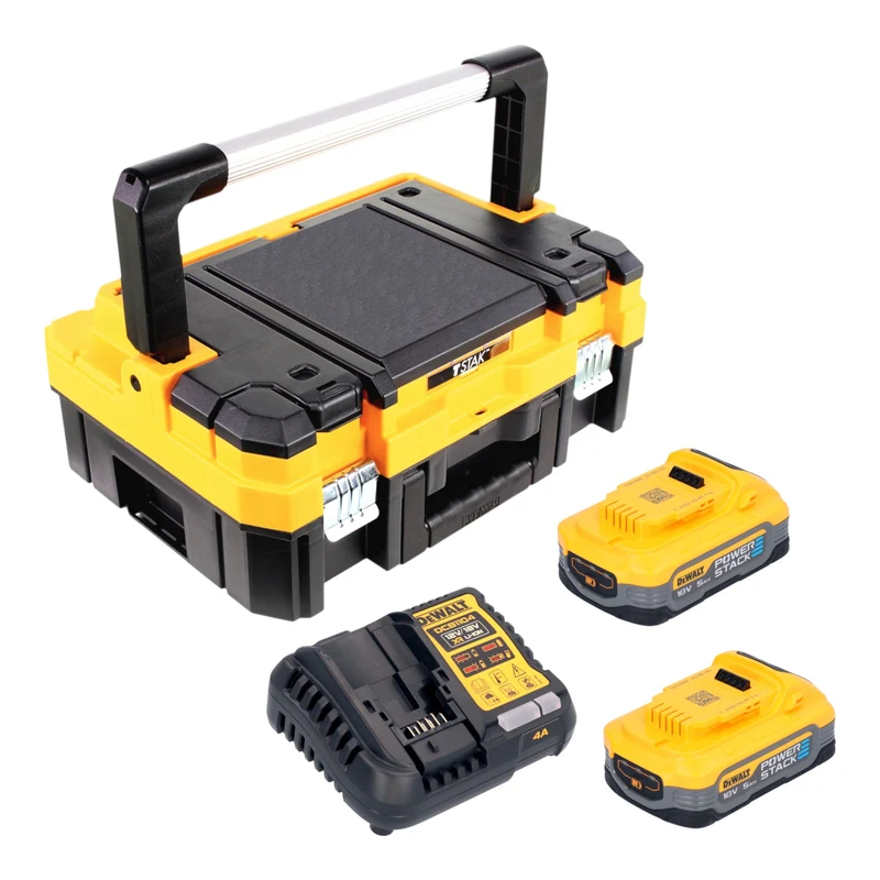DeWalt DCB 1104 P2T Akku Starter Set 18 V mit 2x Akku 5,0 Ah + DCB 1104 Ladegerät + TSTAK