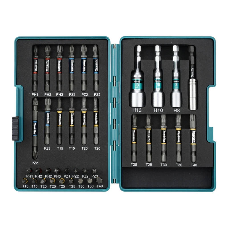 Makita Impact Premier Bit-Set ( E-26179 ) 38 tlg. Torsions Bits mit Bithalter und Steckschlüsseln
