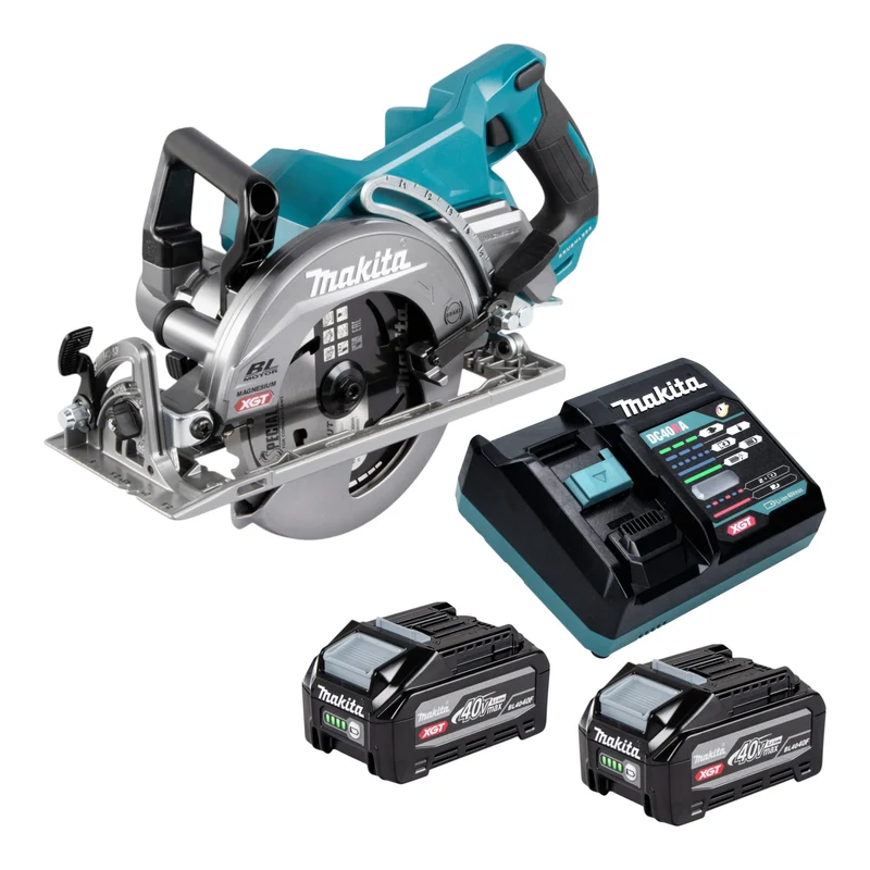 Makita RS 001 GU201 Akku Handkreissäge 40 V max. 185 mm Brushless + 2x Akku 4,0 Ah + Ladegerät