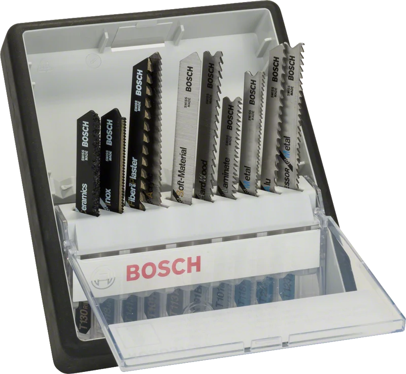 Bosch 10-tlg. Stichsägeblatt-Set, Robust Line, Speciality Materials, T-Schaft