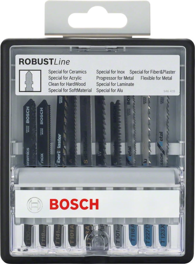 Bosch 10-tlg. Stichsägeblatt-Set, Robust Line, Speciality Materials, T-Schaft
