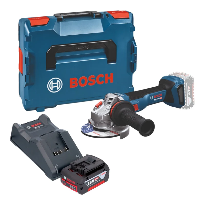 Bosch GWS 18V-11 Professional Akku Winkelschleifer 18 V 125 mm Brushless + 1x Akku 4,0 Ah + Ladegerät + L-Boxx