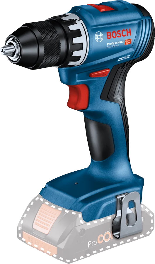 Bosch Professional GSR 18V-45 Akku-Bohrschrauber (13 mm Bohrfutter, 45 Nm Drehmoment, Solo, in L-BOXX 136)