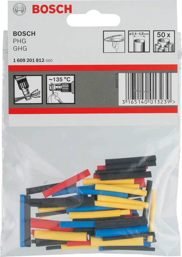 Bosch Schrumpfschlauch für Heißluftgebläse, 1.6 - 4.8 mm 50 Stk. (1609201812)