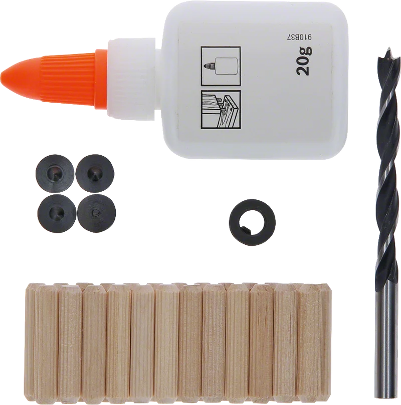 Bosch Holzdübel Set 6 mm (Dübel, Dübelzentrierstifte, Klebstoff, Bohrer 32 tlg.)