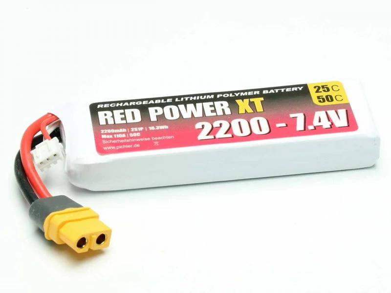 Pichler RED POWER XT LiPo Akku 2200mAh – 7,4V 2S1P mit XT60 Stecker