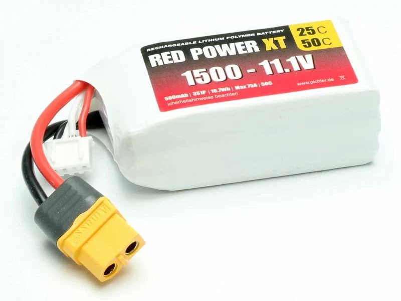 Pichler RED POWER XT LiPo Akku 1500 mAh – 11,1 V 3S1P mit XT60 Stecker