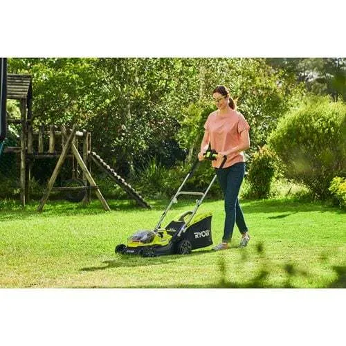 RYOBI RY18LMH37A-250 Hybrid-Akku-Rasenmäher (37 cm Schnittbreite, ONE+, 2 x 5.0 Ah Akku, Ladegerät)