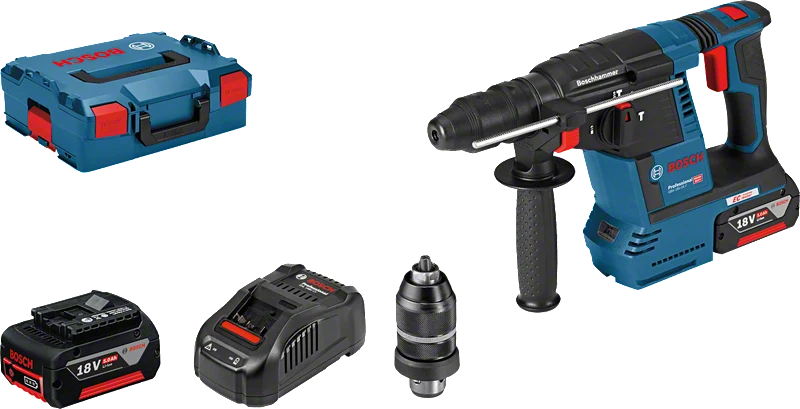 Bosch Professional GBH 18V-26F Akku-Bohrhammer SDS plus 2.6 Joule mit 2x 6.0 Ah Akku und Lader in L-Boxx 136