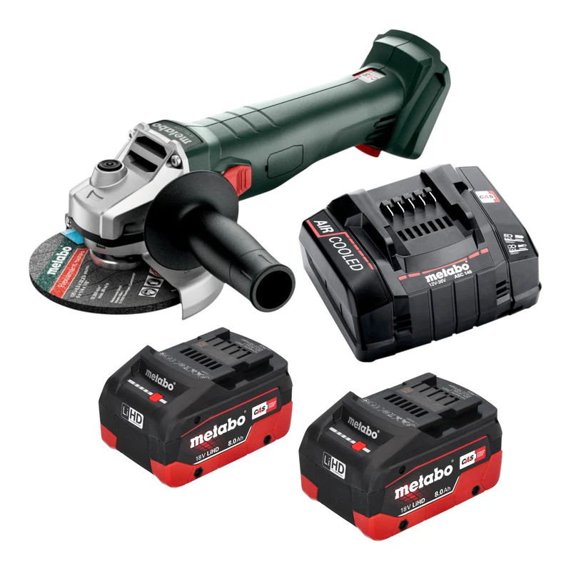 Metabo W 18 7-125 Akku Winkelschleifer 18 V 125 mm + 2x LiHD Akku 8,0 Ah + Ladegerät