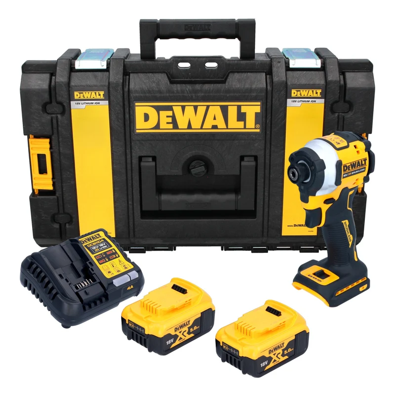DeWalt DCF 850 P2 Akku Schlagschrauber 18 V 205 Nm 1/4" Brushless + 2x Akku 5,0 Ah + Ladegerät + Tough Box