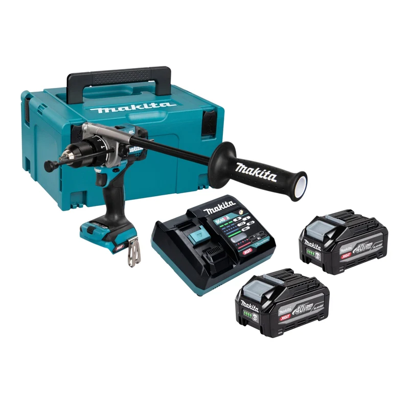Makita HP 001 GU201 Akku Schlagbohrschrauber 40 V max. 140 Nm Brushless + 2x Akku 4,0 Ah + Ladegerät + Makpac