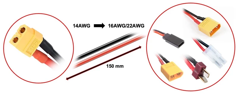 Absima Ladekabel XT60 - XT60/XT90/T-Plug/Tamiya/FUT/JR