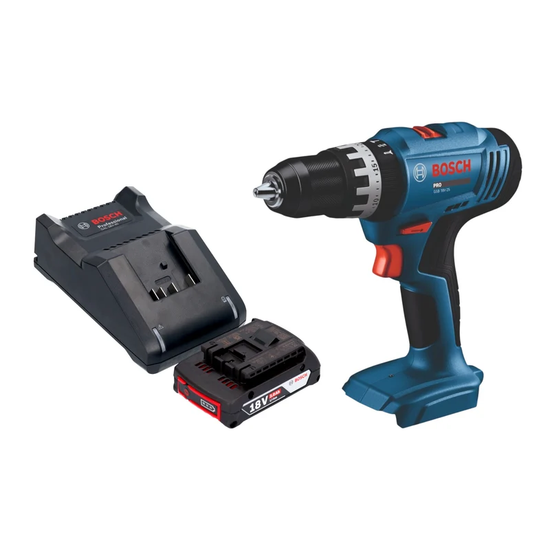 Bosch GSB 18V-25 Professional Akku Schlagbohrschrauber 18 V 56 Nm + 1x Akku 2,0 Ah + Ladegerät