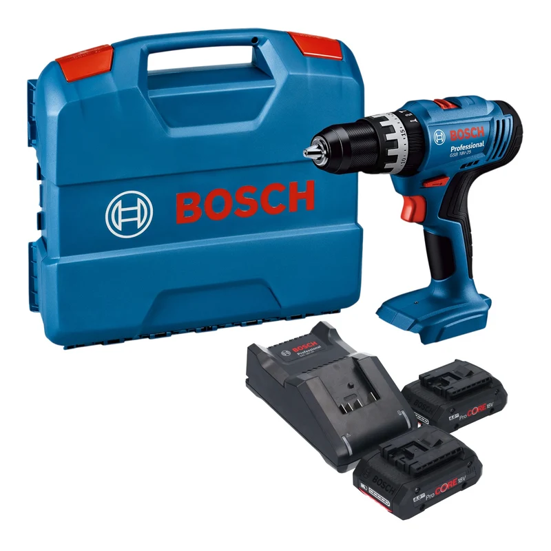 Bosch GSB 18V-25 Professional Akku Schlagbohrschrauber 18 V 56 Nm + 2x ProCORE Akku 4,0 Ah + Ladegerät + L-Case